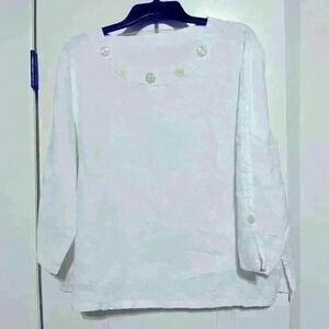 White Linen top, Notations brand - style/sz tags removed - see measurements!!